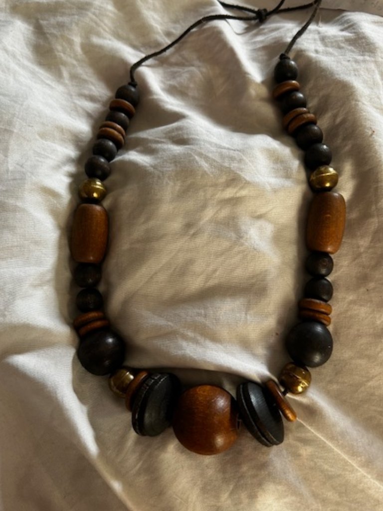 Wood Beady Chunky Boho Vintage Necklace Jewelry